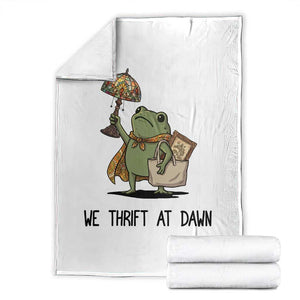 Funny Thrifting Frog Vintage Antique Hunter Throw Blanket We Thrift At Dawn Humor