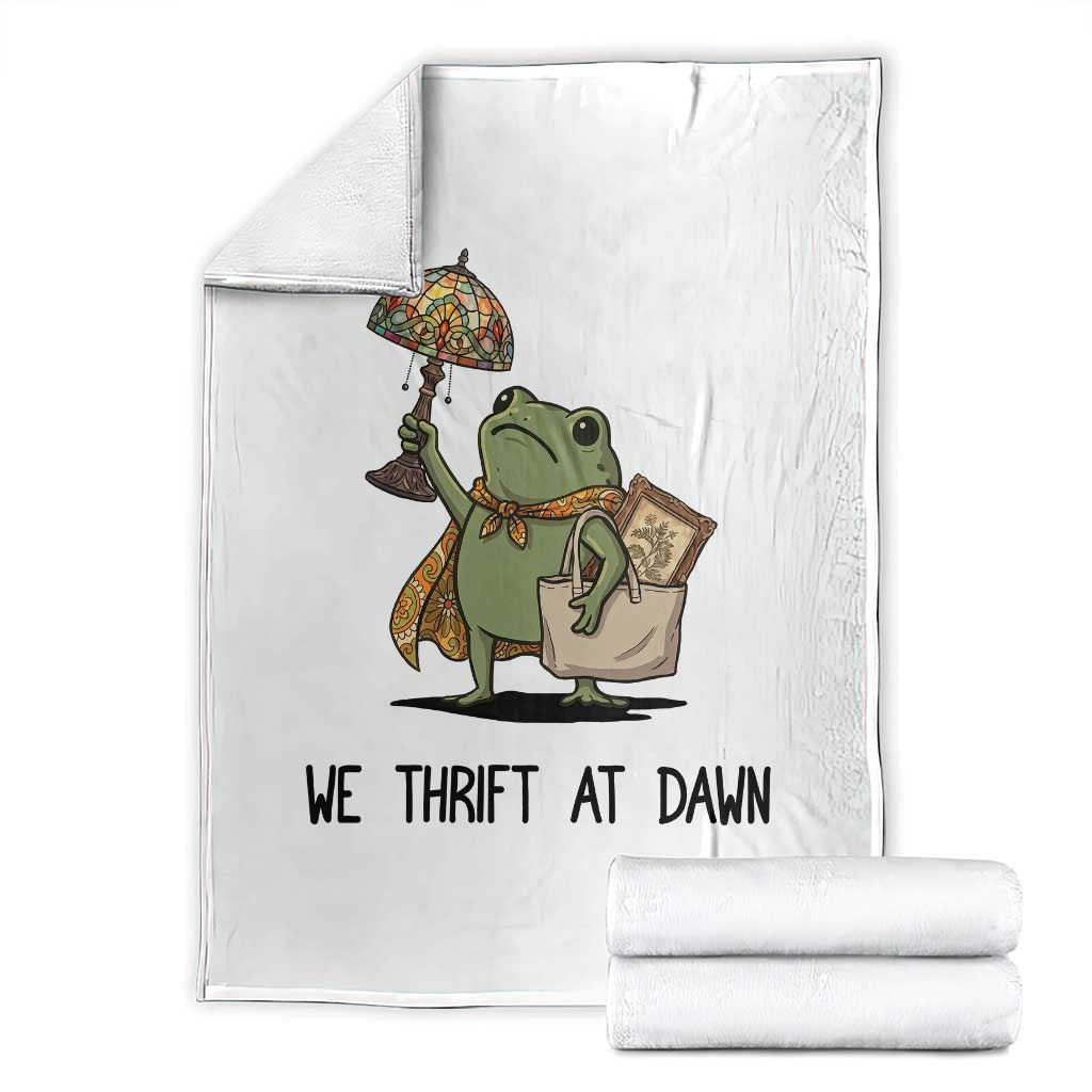 Funny Thrifting Frog Vintage Antique Hunter Throw Blanket We Thrift At Dawn Humor TS02 White Print Your Wear
