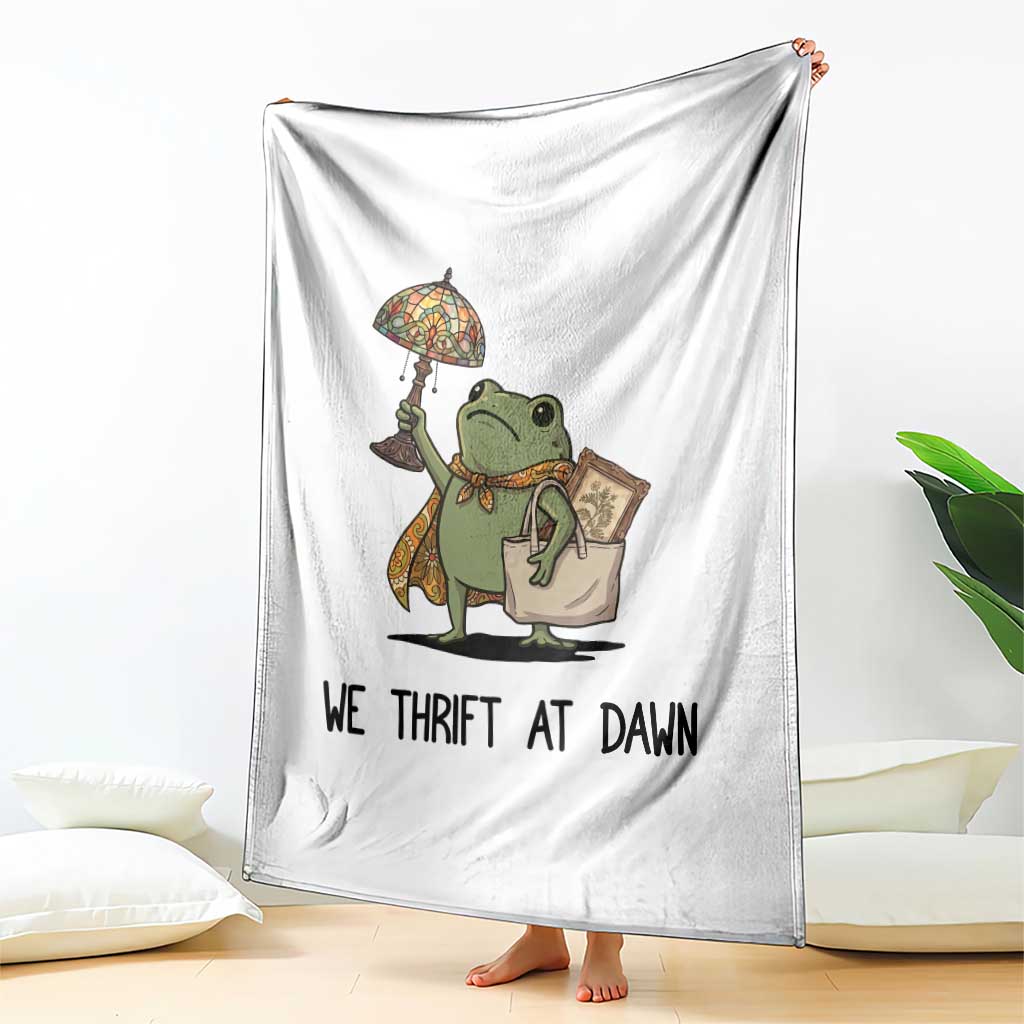 Funny Thrifting Frog Vintage Antique Hunter Throw Blanket We Thrift At Dawn Humor