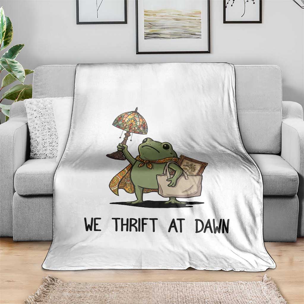 Funny Thrifting Frog Vintage Antique Hunter Throw Blanket We Thrift At Dawn Humor