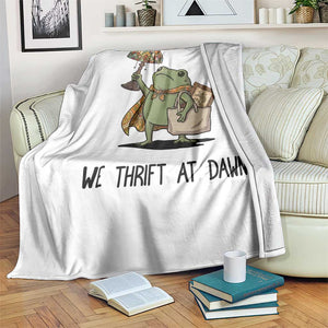 Funny Thrifting Frog Vintage Antique Hunter Throw Blanket We Thrift At Dawn Humor