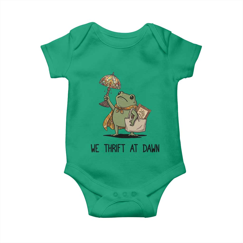 Funny Thrifting Frog Vintage Antique Hunter Baby Onesie We Thrift At Dawn Humor