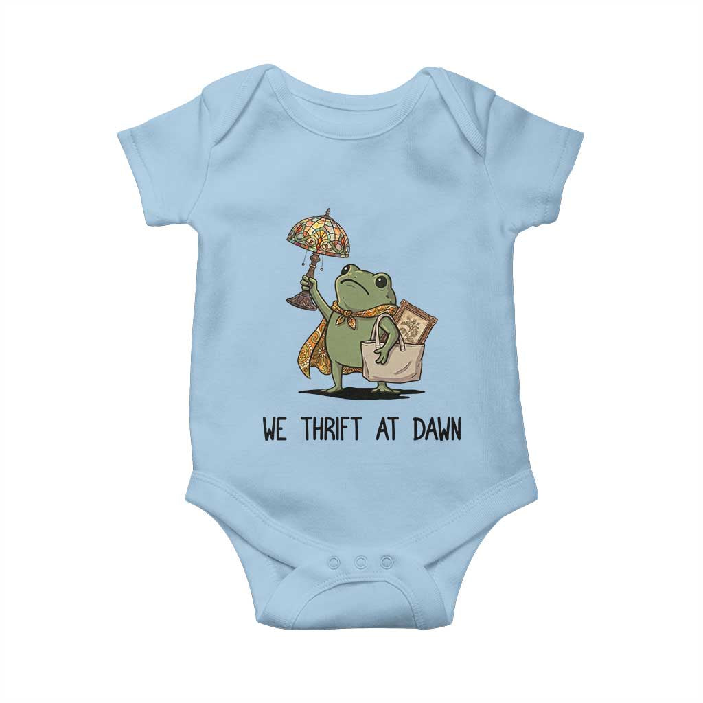 Funny Thrifting Frog Vintage Antique Hunter Baby Onesie We Thrift At Dawn Humor