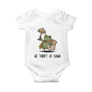 Funny Thrifting Frog Vintage Antique Hunter Baby Onesie We Thrift At Dawn Humor