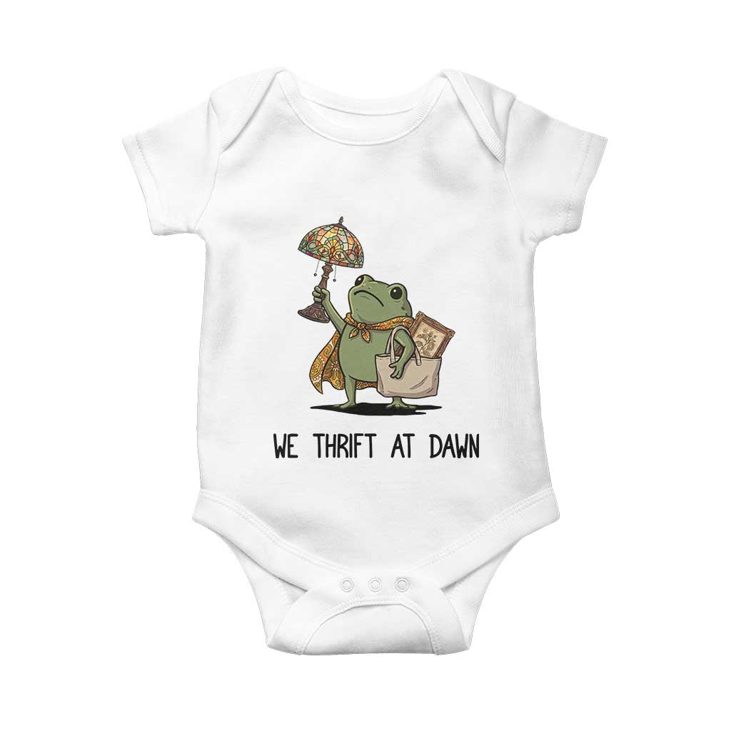 Funny Thrifting Frog Vintage Antique Hunter Baby Onesie We Thrift At Dawn Humor TS02 White Print Your Wear