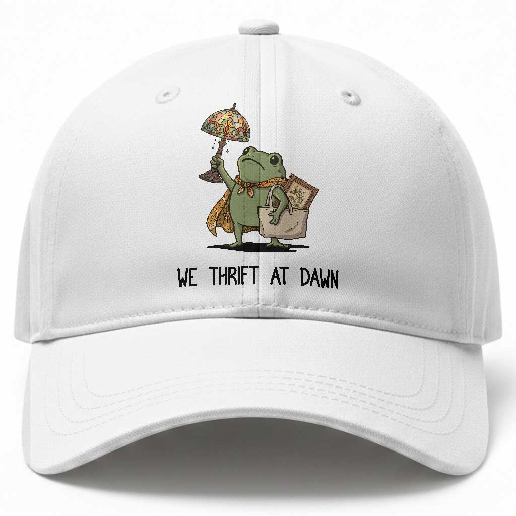 Funny Thrifting Frog Vintage Antique Hunter Baseball Cap We Thrift At Dawn Humor TS02 Print Your Wear