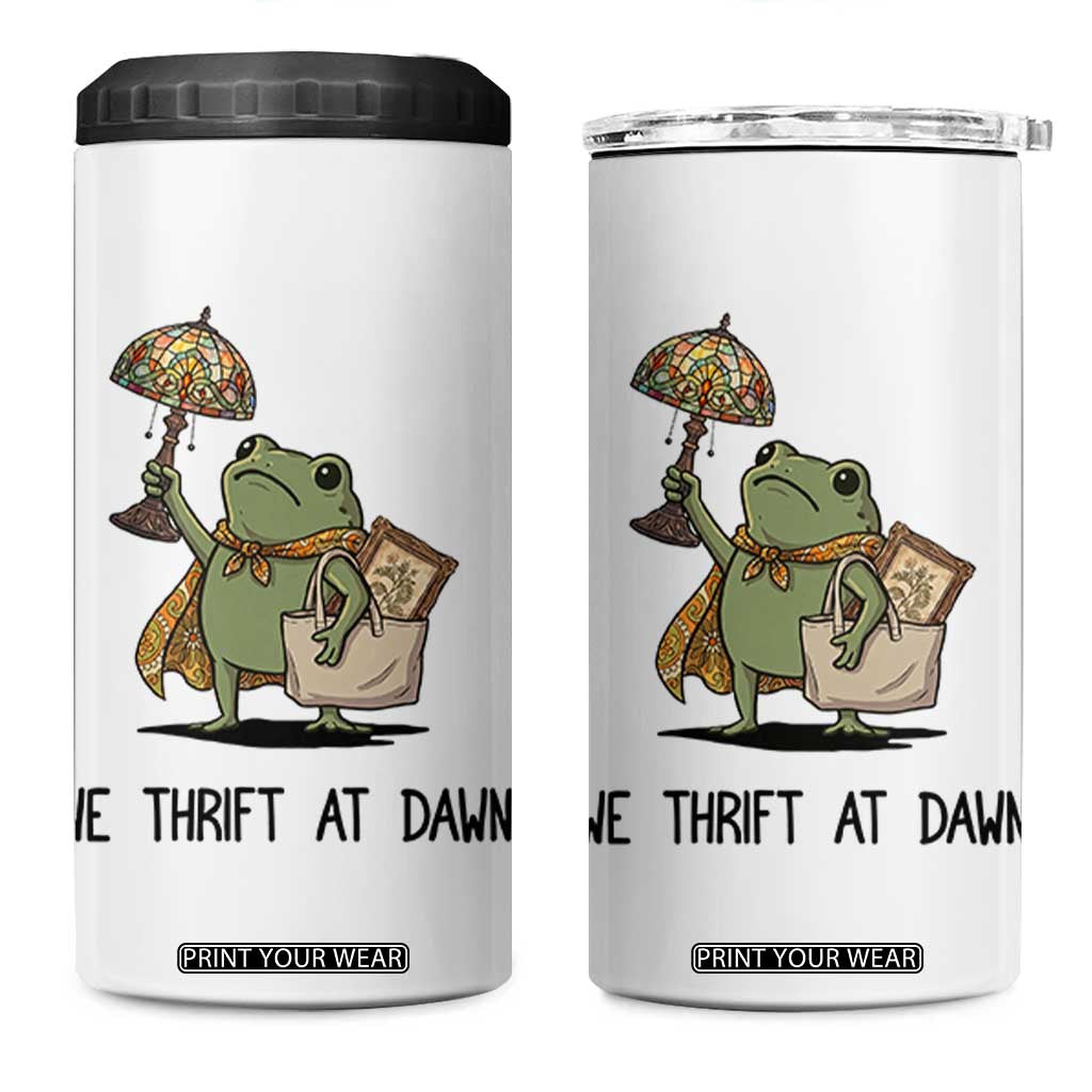 Funny Thrifting Frog Vintage Antique Hunter 4 in 1 Can Cooler Tumbler We Thrift At Dawn Humor TS02 One Size: 16 oz White Print Your Wear