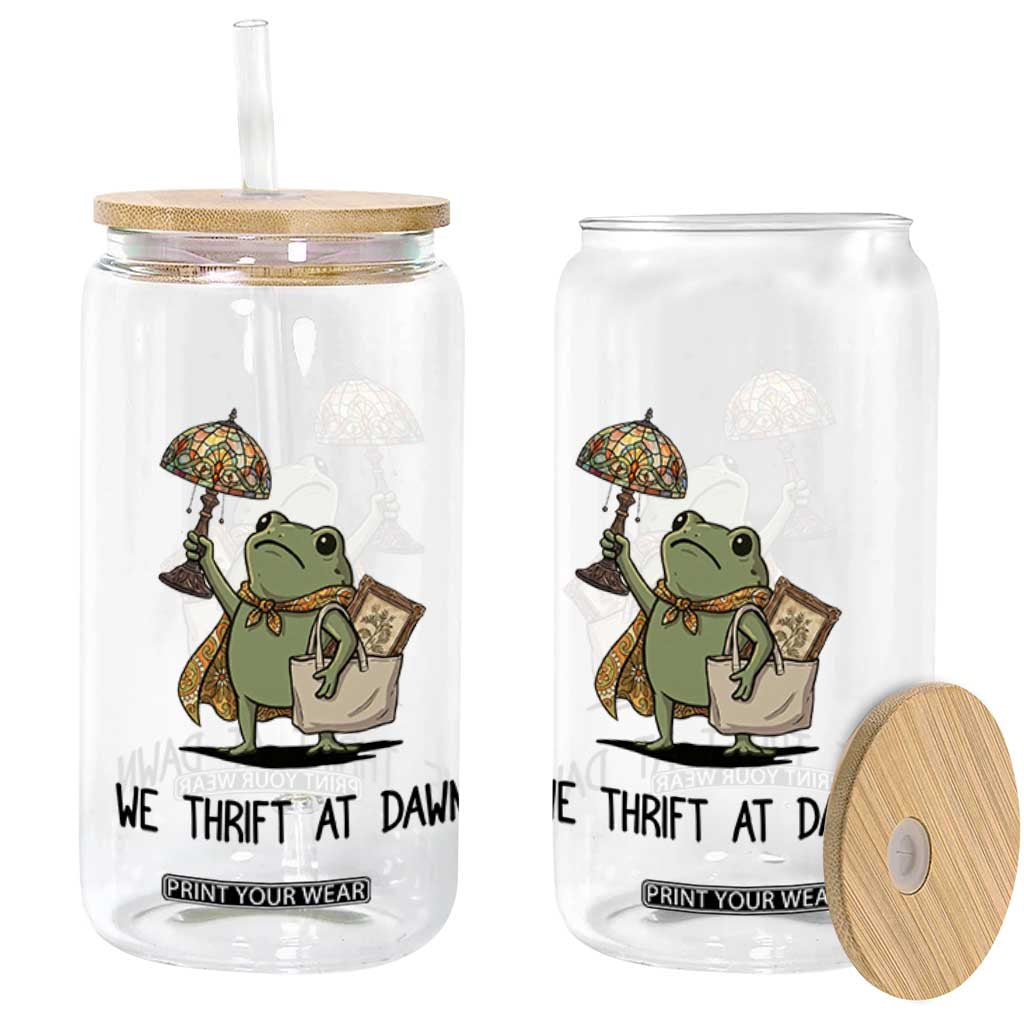 Funny Thrifting Frog Vintage Antique Hunter Glass Can We Thrift At Dawn Humor