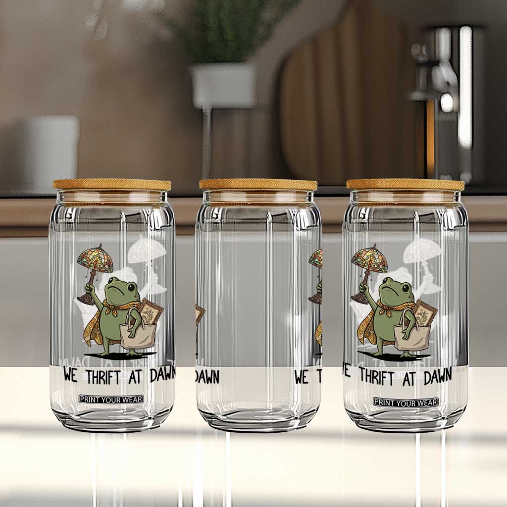 Funny Thrifting Frog Vintage Antique Hunter Glass Can We Thrift At Dawn Humor