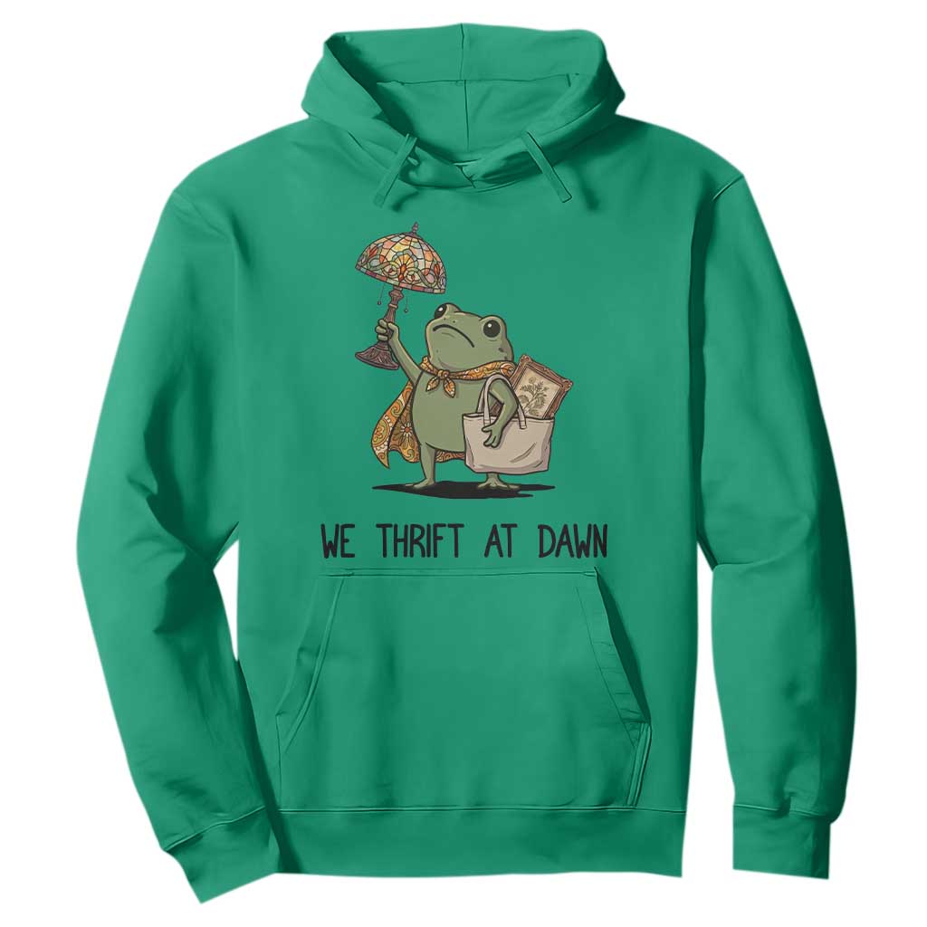 Funny Thrifting Frog Vintage Antique Hunter Hoodie We Thrift At Dawn Humor