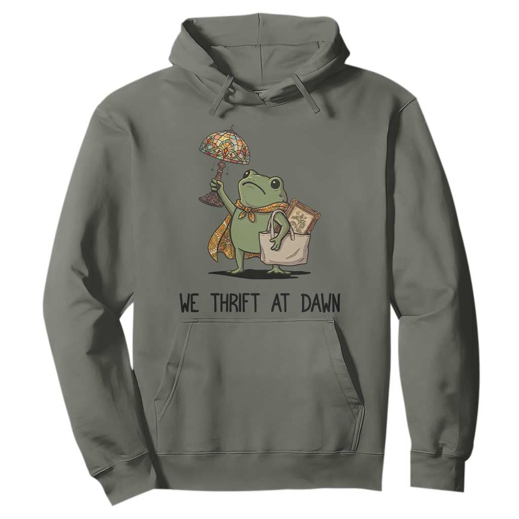 Funny Thrifting Frog Vintage Antique Hunter Hoodie We Thrift At Dawn Humor