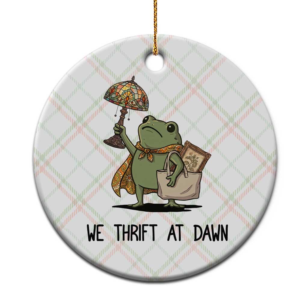 Funny Thrifting Frog Vintage Antique Hunter Ceramic Ornament We Thrift At Dawn Humor