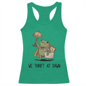 Funny Thrifting Frog Vintage Antique Hunter Racerback Tank Top We Thrift At Dawn Humor