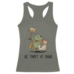 Funny Thrifting Frog Vintage Antique Hunter Racerback Tank Top We Thrift At Dawn Humor
