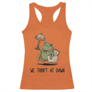 Funny Thrifting Frog Vintage Antique Hunter Racerback Tank Top We Thrift At Dawn Humor