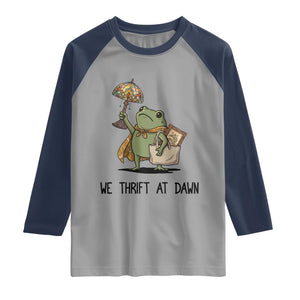 Funny Thrifting Frog Vintage Antique Hunter Raglan Shirt We Thrift At Dawn Humor