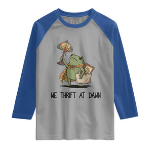 Funny Thrifting Frog Vintage Antique Hunter Raglan Shirt We Thrift At Dawn Humor