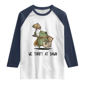 Funny Thrifting Frog Vintage Antique Hunter Raglan Shirt We Thrift At Dawn Humor