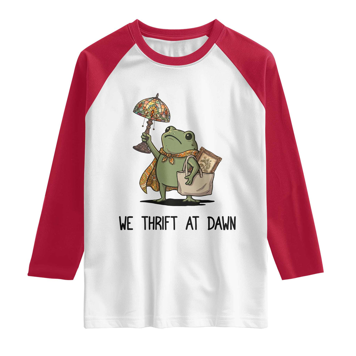 Funny Thrifting Frog Vintage Antique Hunter Raglan Shirt We Thrift At Dawn Humor