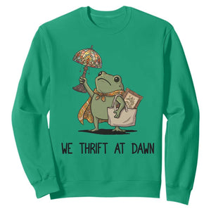 Funny Thrifting Frog Vintage Antique Hunter Sweatshirt We Thrift At Dawn Humor