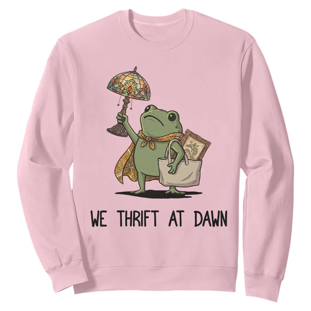 Funny Thrifting Frog Vintage Antique Hunter Sweatshirt We Thrift At Dawn Humor