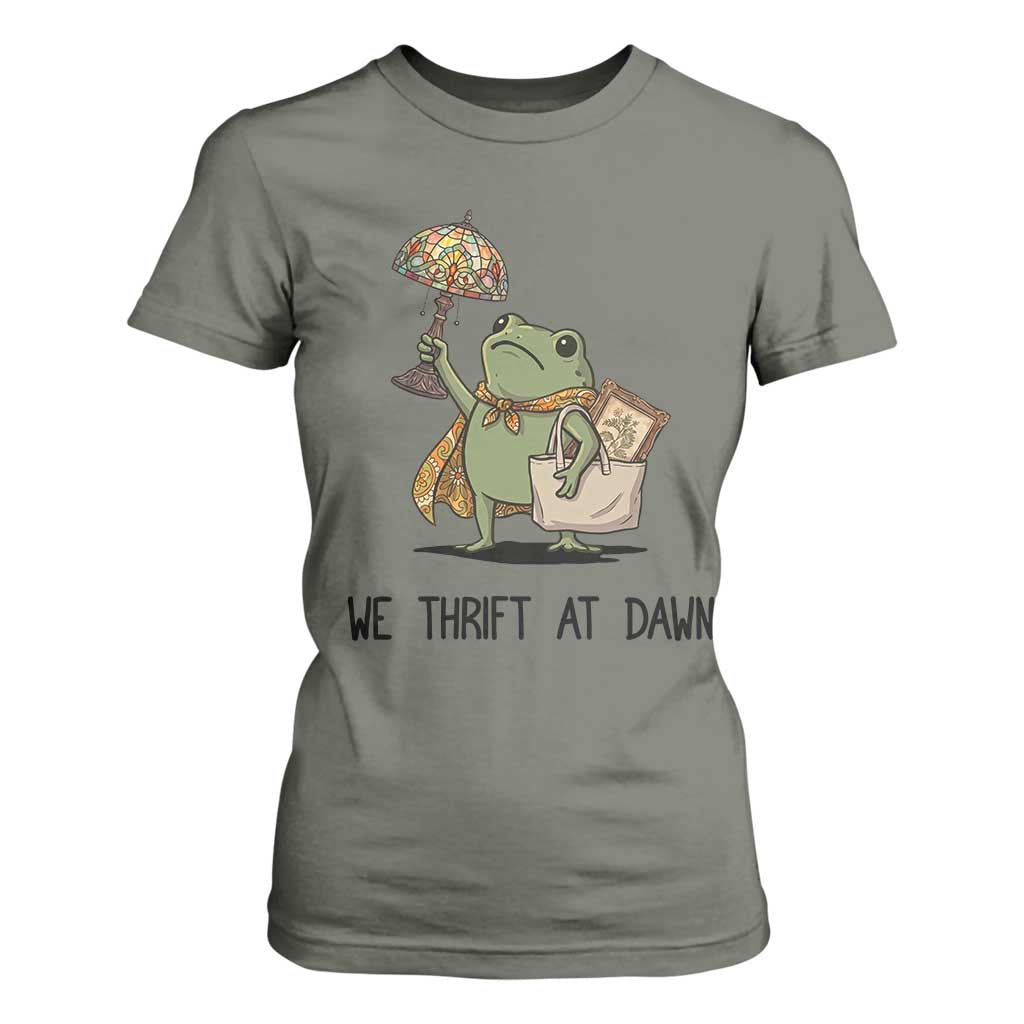 Funny Thrifting Frog Vintage Antique Hunter T Shirt For Women We Thrift At Dawn Humor