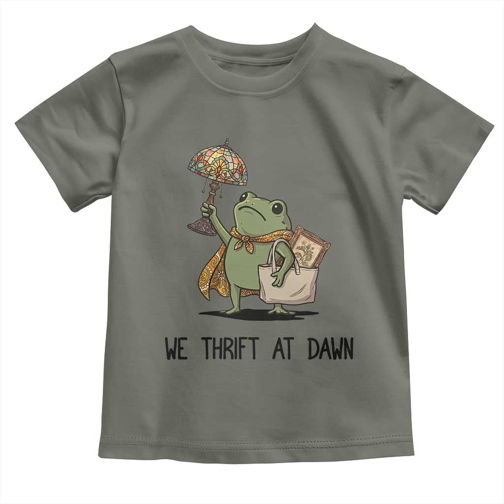 Funny Thrifting Frog Vintage Antique Hunter Toddler T Shirt We Thrift At Dawn Humor