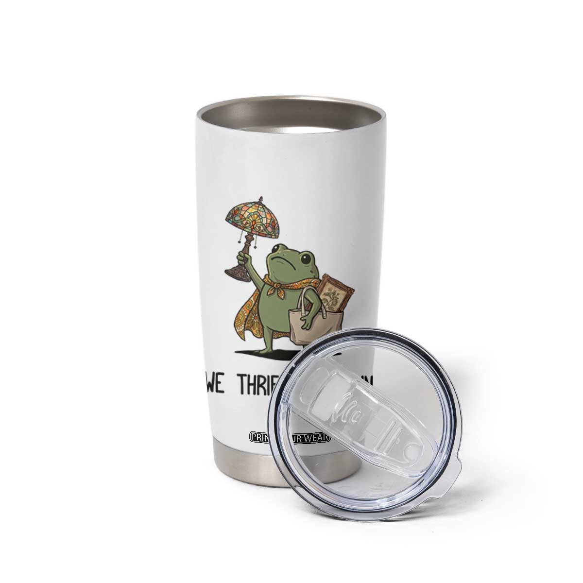 Funny Thrifting Frog Vintage Antique Hunter Tumbler Cup We Thrift At Dawn Humor