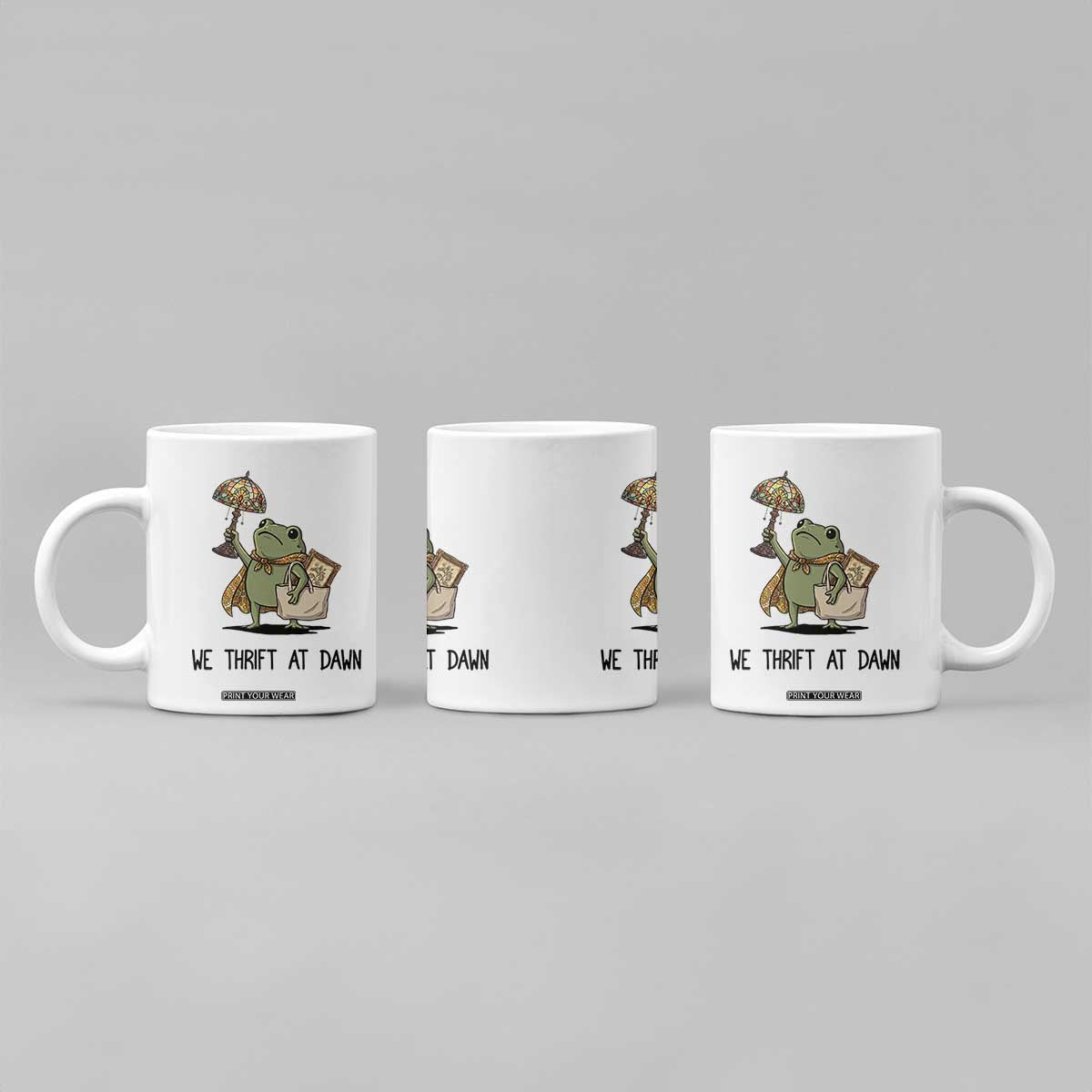 Funny Thrifting Frog Vintage Antique Hunter Coffee Mug We Thrift At Dawn Humor