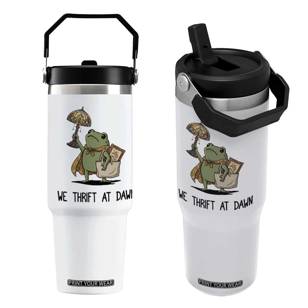 Funny Thrifting Frog Vintage Antique Hunter Flip Straw Tumbler We Thrift At Dawn Humor TS02 One Size: 30 oz White Print Your Wear