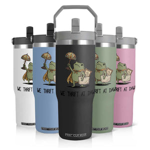 Funny Thrifting Frog Vintage Antique Hunter Flip Straw Tumbler We Thrift At Dawn Humor