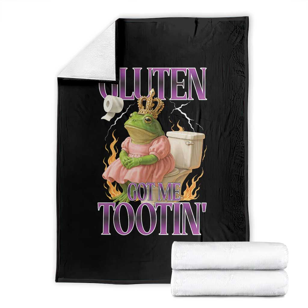 Funny Gluten Free Frog Princess Toilet Meme Throw Blanket Gluten Got Me Tootin TS02 Black Print Your Wear