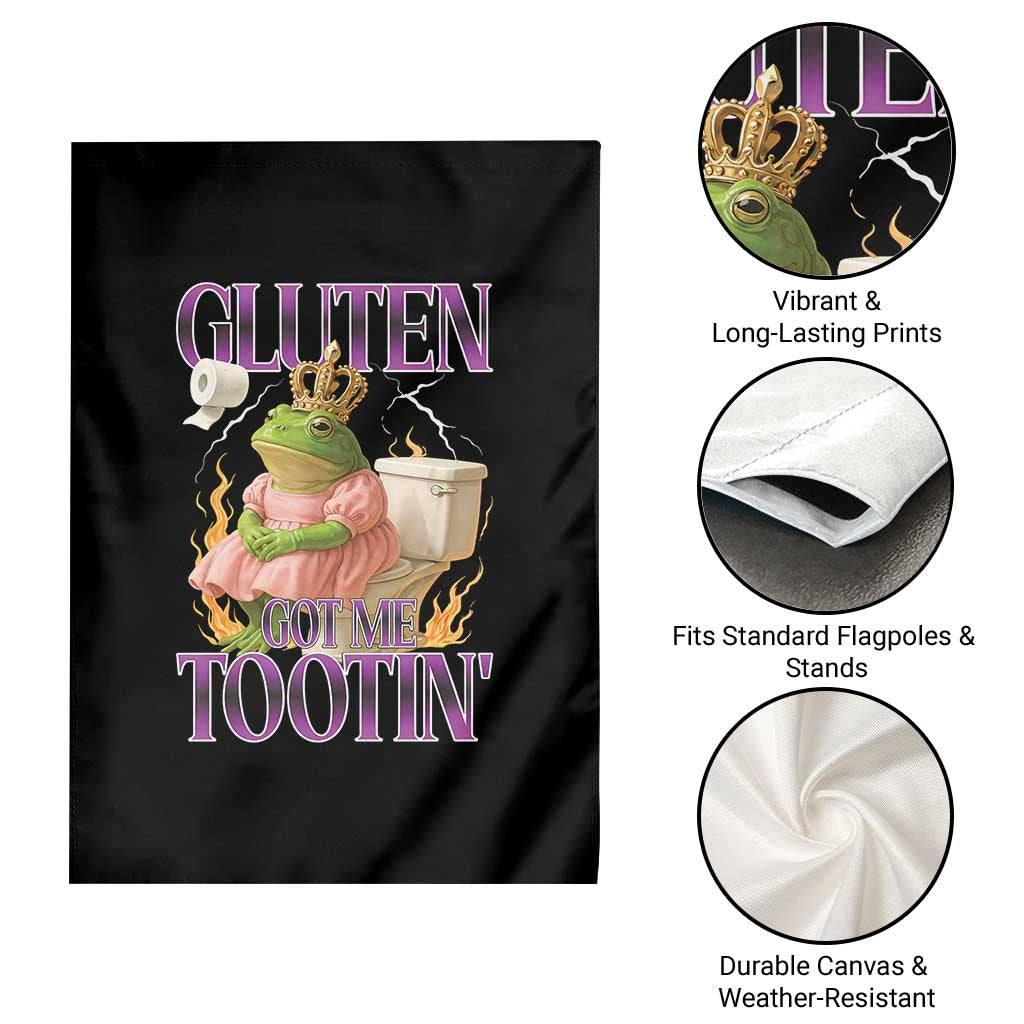 Funny Gluten Free Frog Princess Toilet Meme Garden Flag Gluten Got Me Tootin