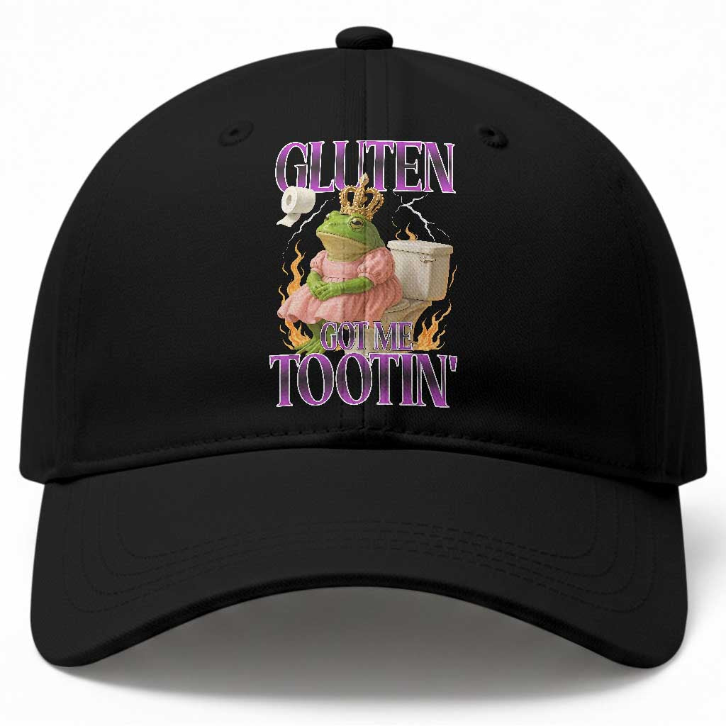 Funny Gluten Free Frog Princess Toilet Meme Baseball Cap Gluten Got Me Tootin TS02 Print Your Wear