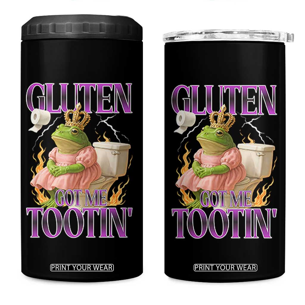 Funny Gluten Free Frog Princess Toilet Meme 4 in 1 Can Cooler Tumbler Gluten Got Me Tootin TS02 One Size: 16 oz Black Print Your Wear