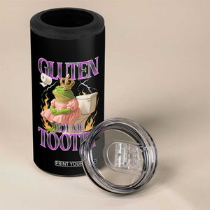 Funny Gluten Free Frog Princess Toilet Meme 4 in 1 Can Cooler Tumbler Gluten Got Me Tootin