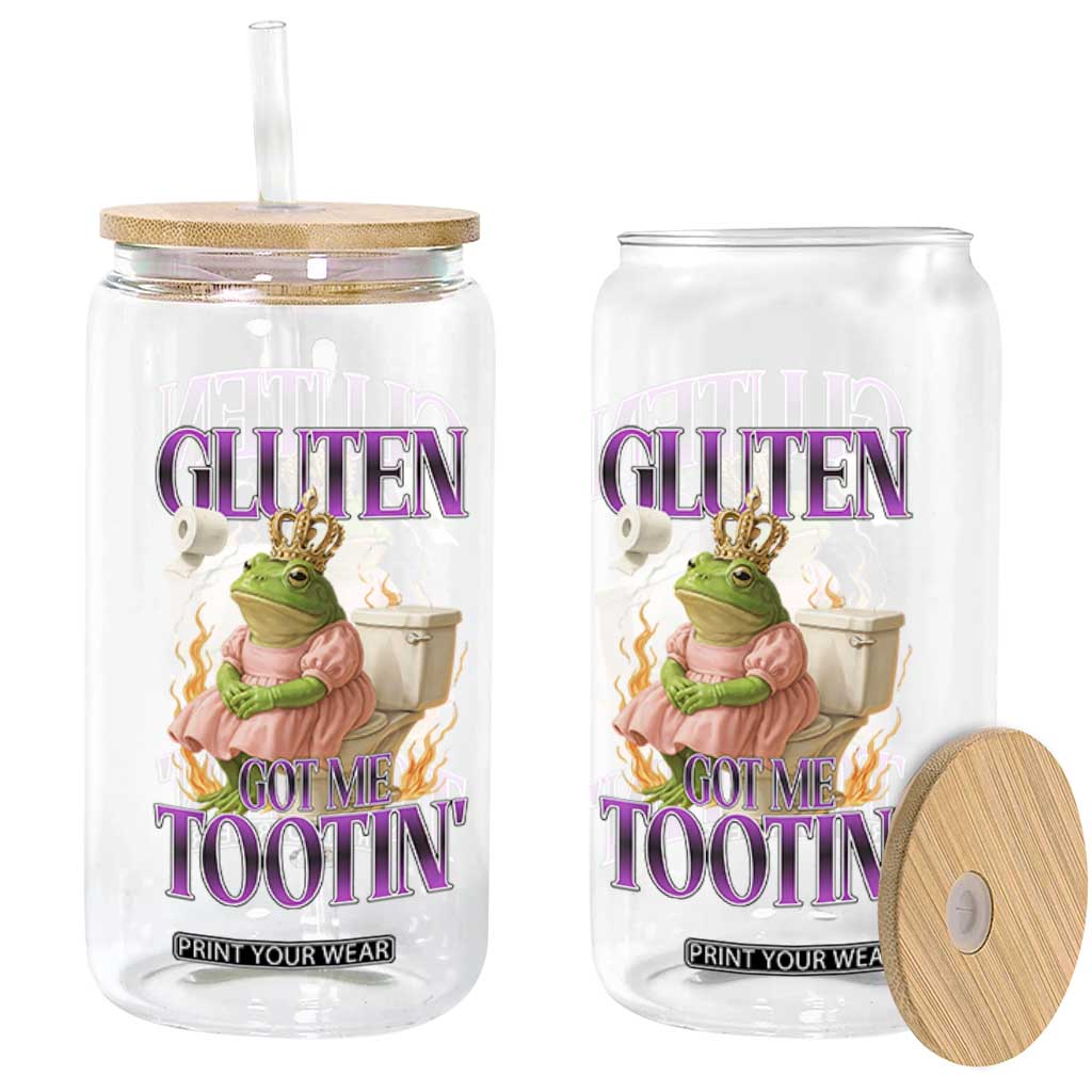Funny Gluten Free Frog Princess Toilet Meme Glass Can Gluten Got Me Tootin