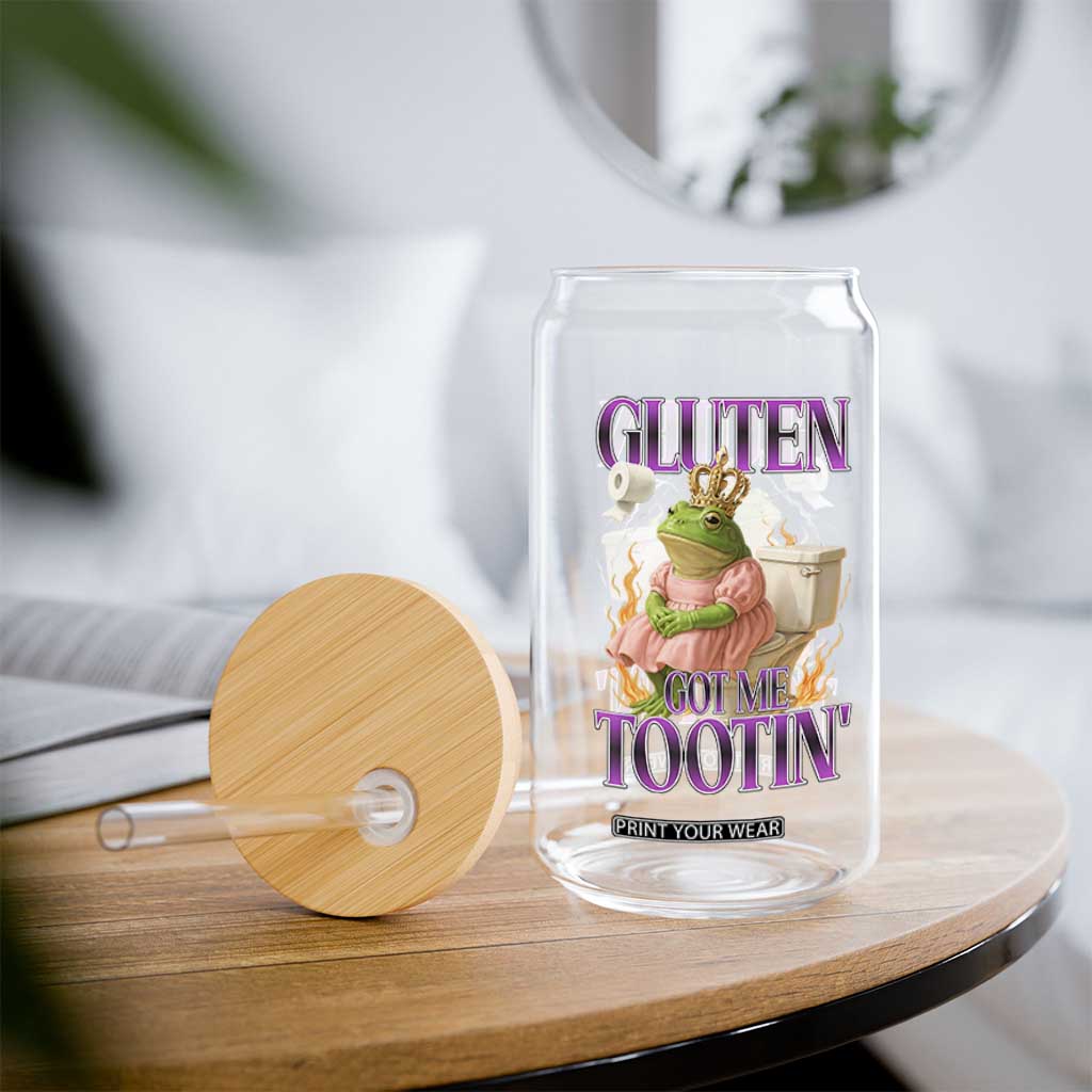 Funny Gluten Free Frog Princess Toilet Meme Glass Can Gluten Got Me Tootin