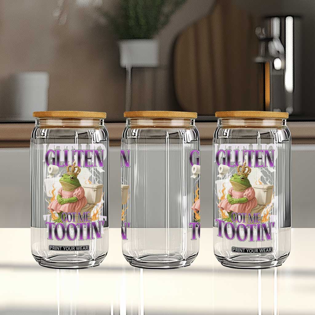 Funny Gluten Free Frog Princess Toilet Meme Glass Can Gluten Got Me Tootin