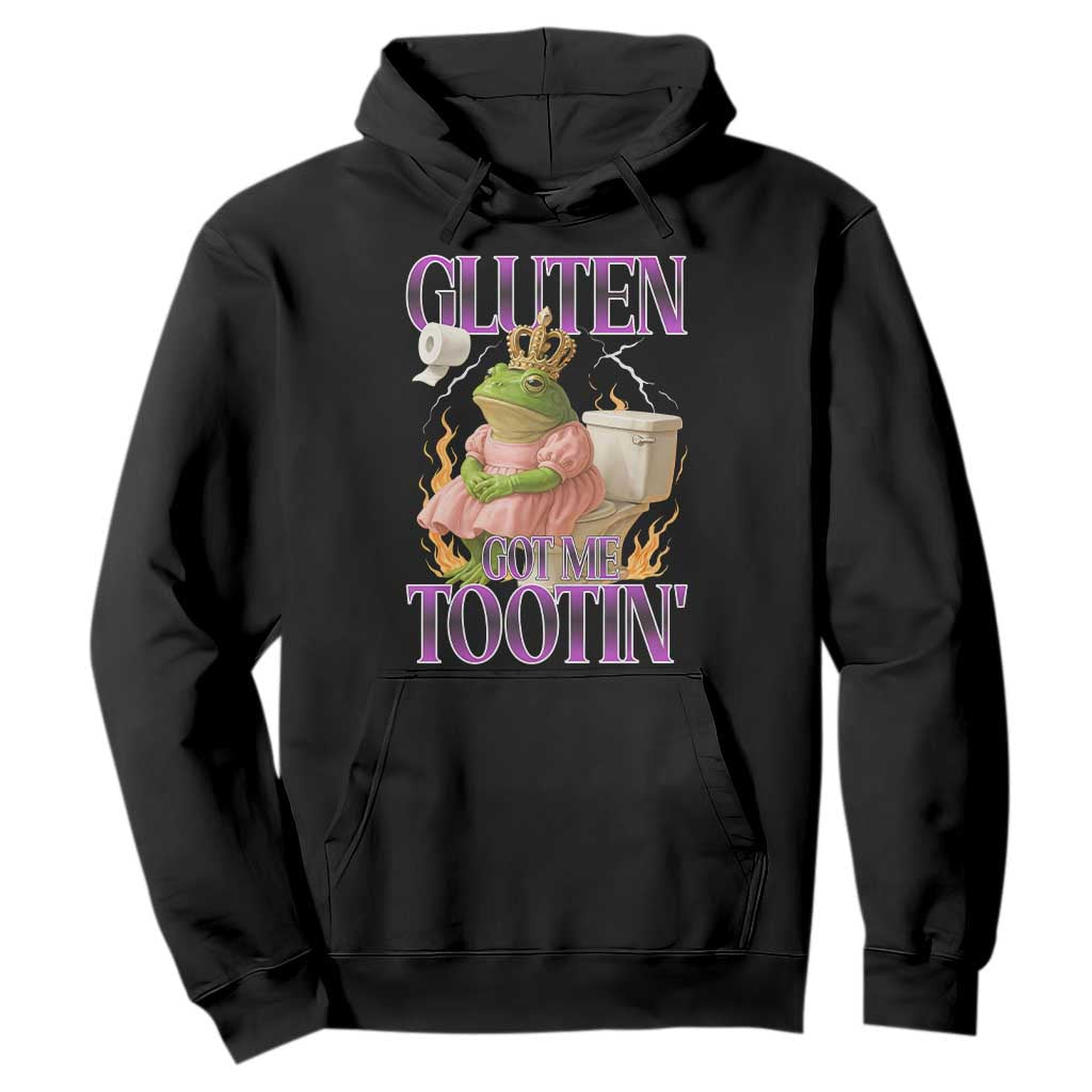 Funny Gluten Free Frog Princess Toilet Meme Hoodie Gluten Got Me Tootin TS02 Black Print Your Wear