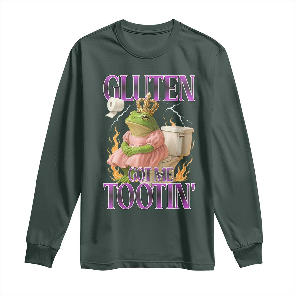Funny Gluten Free Frog Princess Toilet Meme Long Sleeve Shirt Gluten Got Me Tootin