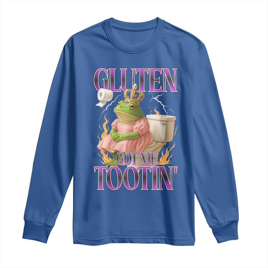 Funny Gluten Free Frog Princess Toilet Meme Long Sleeve Shirt Gluten Got Me Tootin