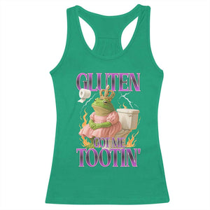 Funny Gluten Free Frog Princess Toilet Meme Racerback Tank Top Gluten Got Me Tootin