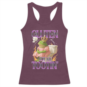 Funny Gluten Free Frog Princess Toilet Meme Racerback Tank Top Gluten Got Me Tootin