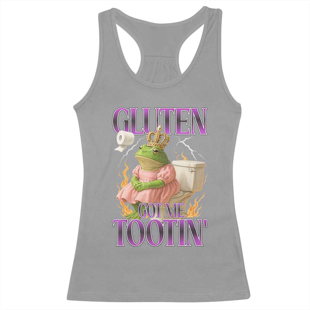Funny Gluten Free Frog Princess Toilet Meme Racerback Tank Top Gluten Got Me Tootin