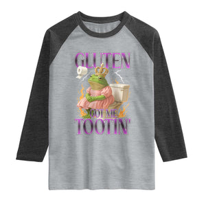 Funny Gluten Free Frog Princess Toilet Meme Raglan Shirt Gluten Got Me Tootin