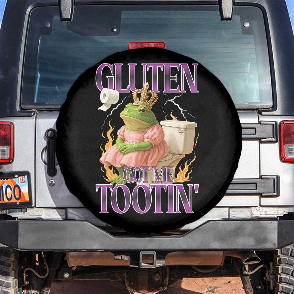 Funny Gluten Free Frog Princess Toilet Meme Spare Tire Cover Gluten Got Me Tootin TS02 No hole Black Print Your Wear