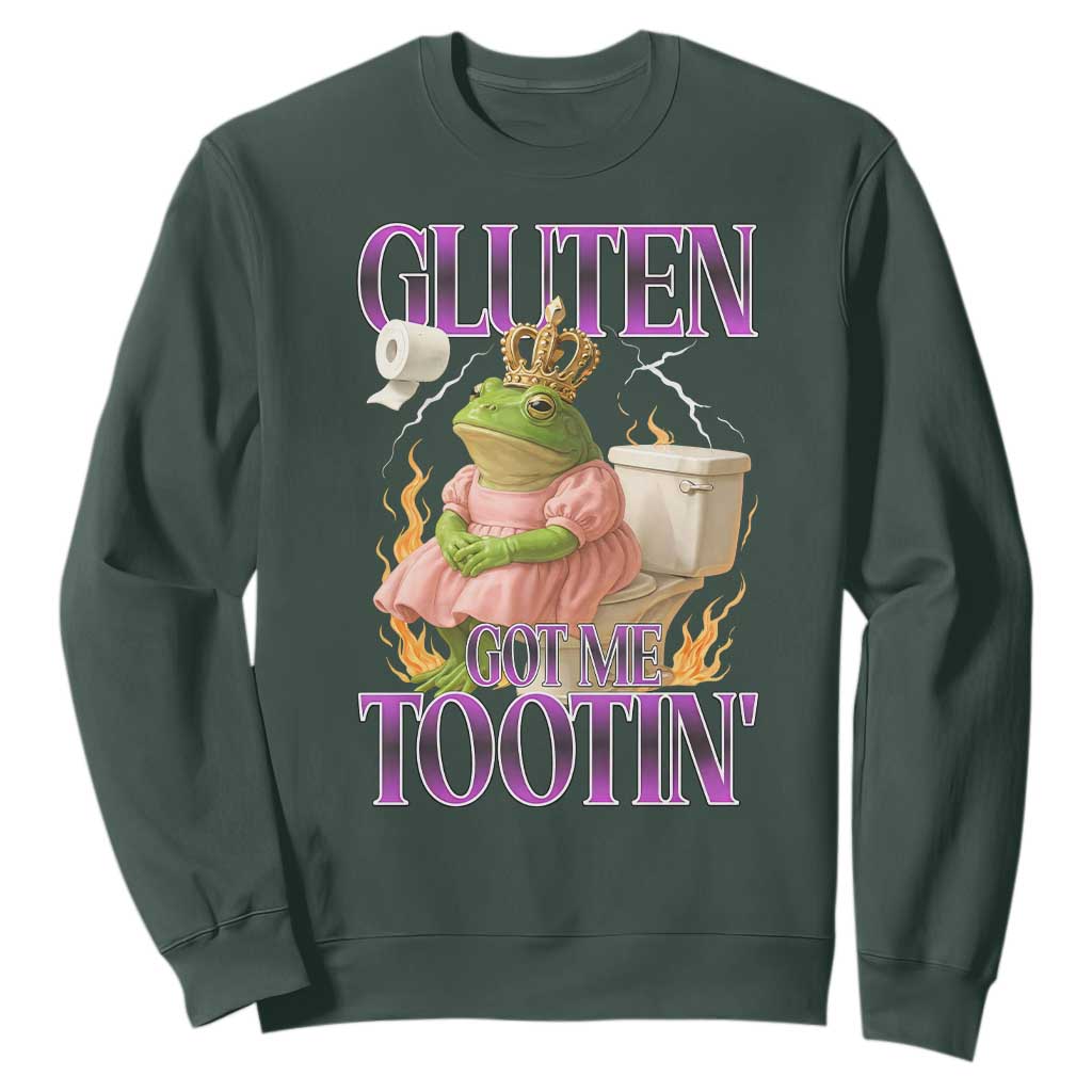 Funny Gluten Free Frog Princess Toilet Meme Sweatshirt Gluten Got Me Tootin