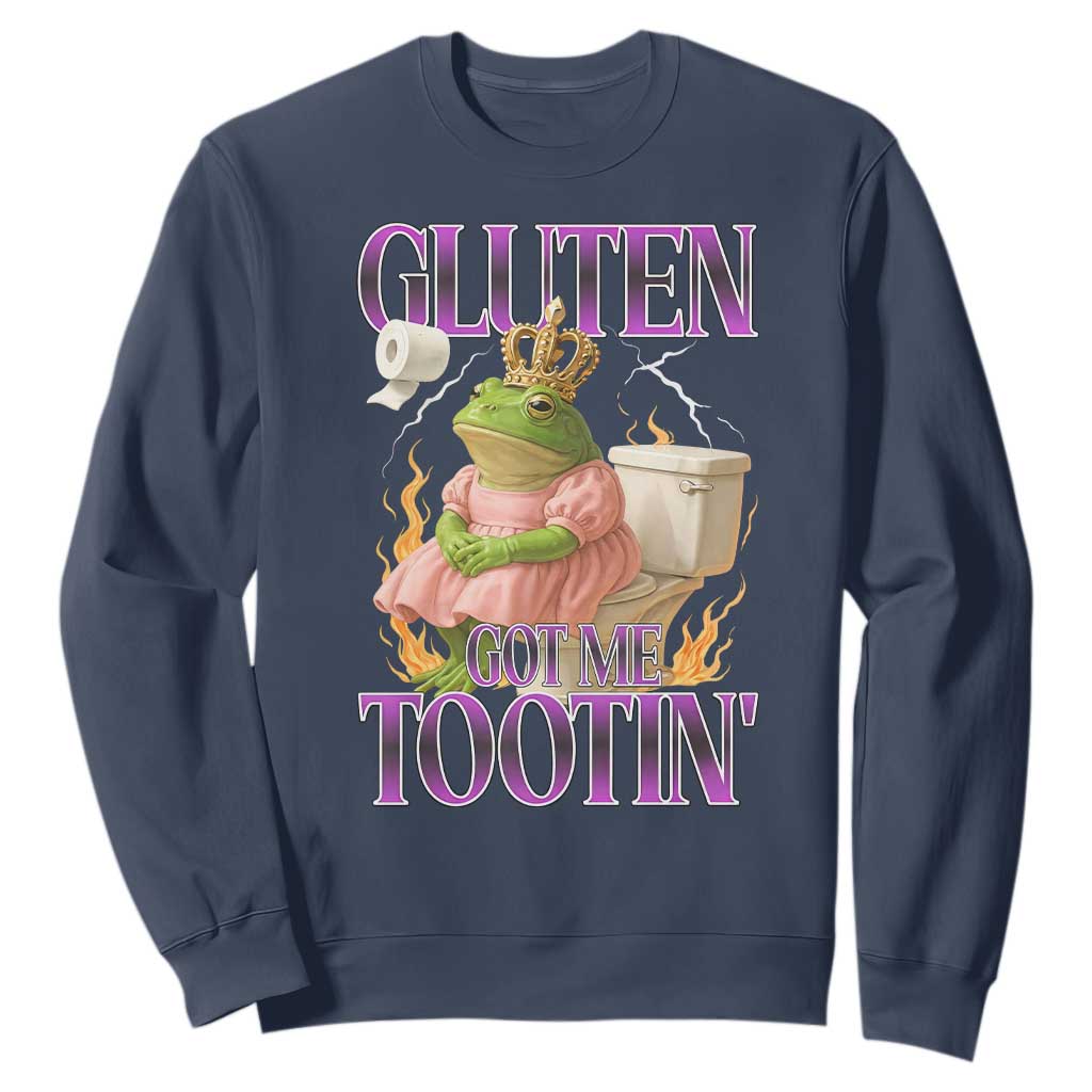 Funny Gluten Free Frog Princess Toilet Meme Sweatshirt Gluten Got Me Tootin