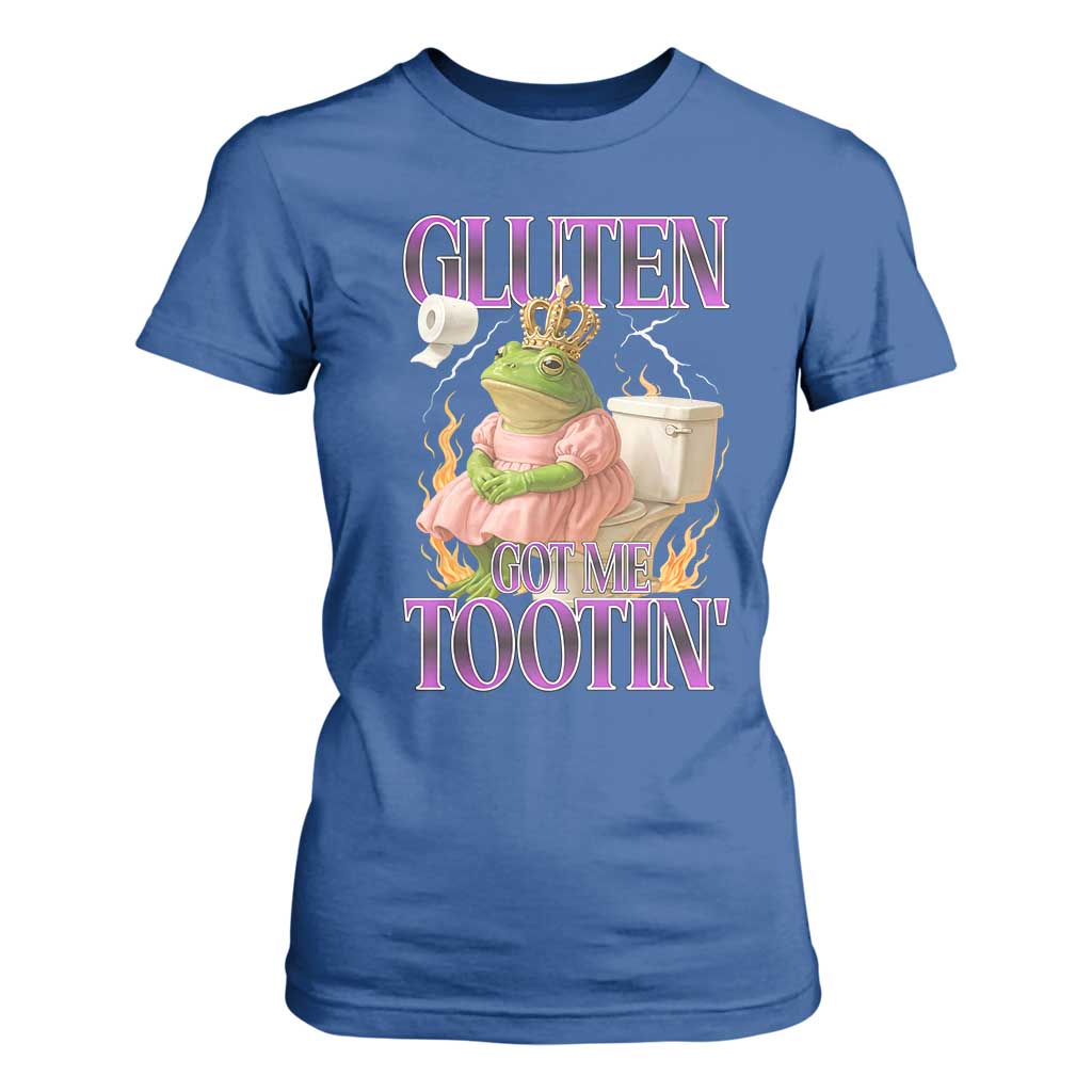 Funny Gluten Free Frog Princess Toilet Meme T Shirt For Women Gluten Got Me Tootin